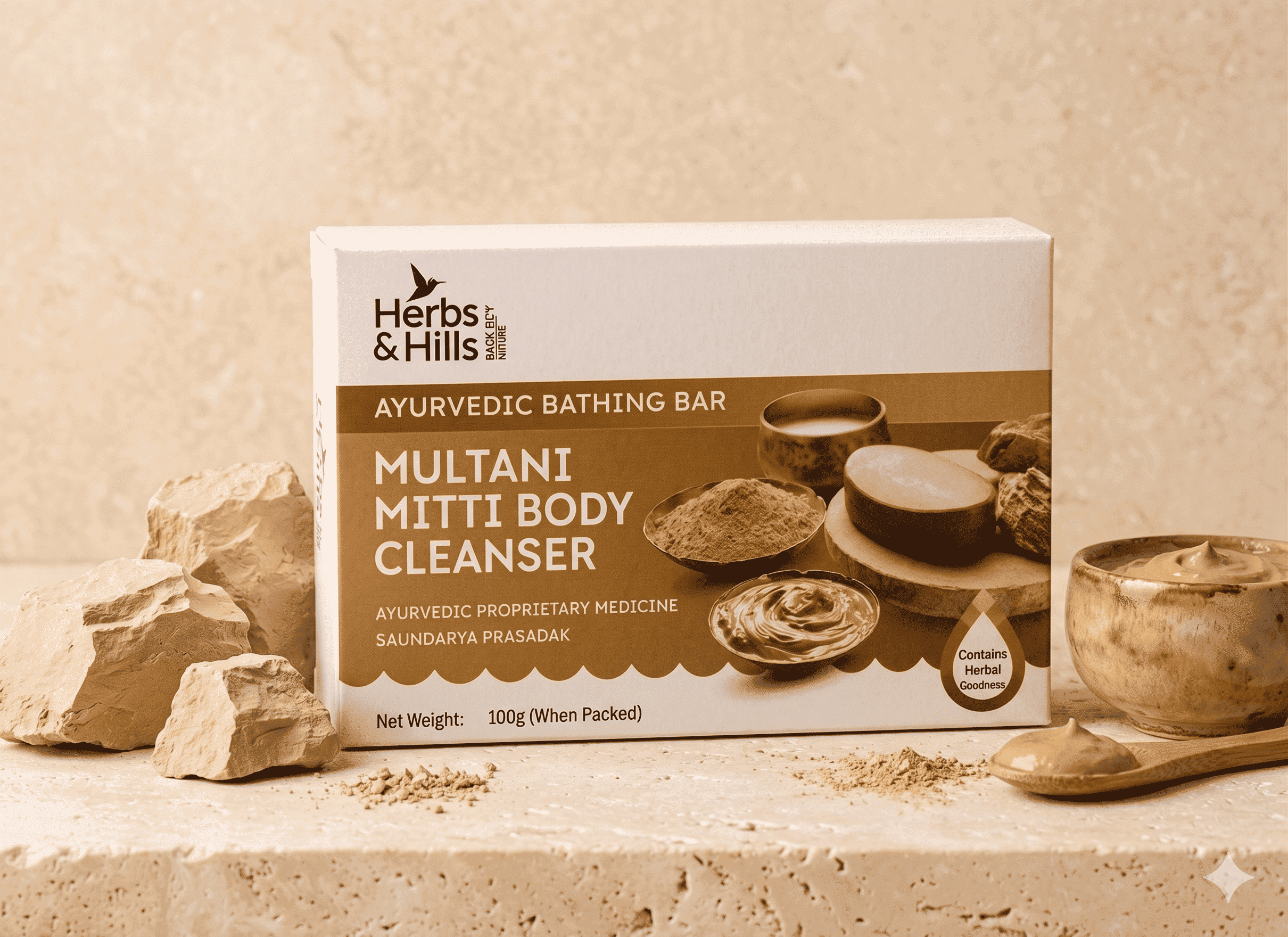 Herbs & Hills Multani Mitti - Organic Ayurvedic Skincare | Pureable