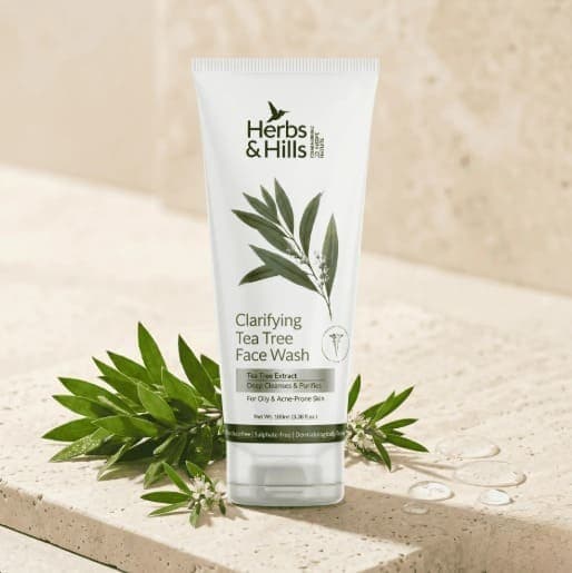 Herbs & Hills Clarifying Tea Tree Face Wash - Organic Ayurvedic Skincare | Pureable